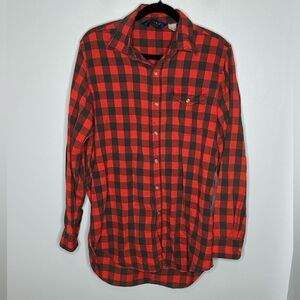 Vintage Woolrich Buffalo Red Plaid long sleeve Button Up shirt  Large